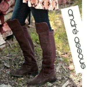 Andre Assous Brown Distressed OTK Waterproof Boots 38